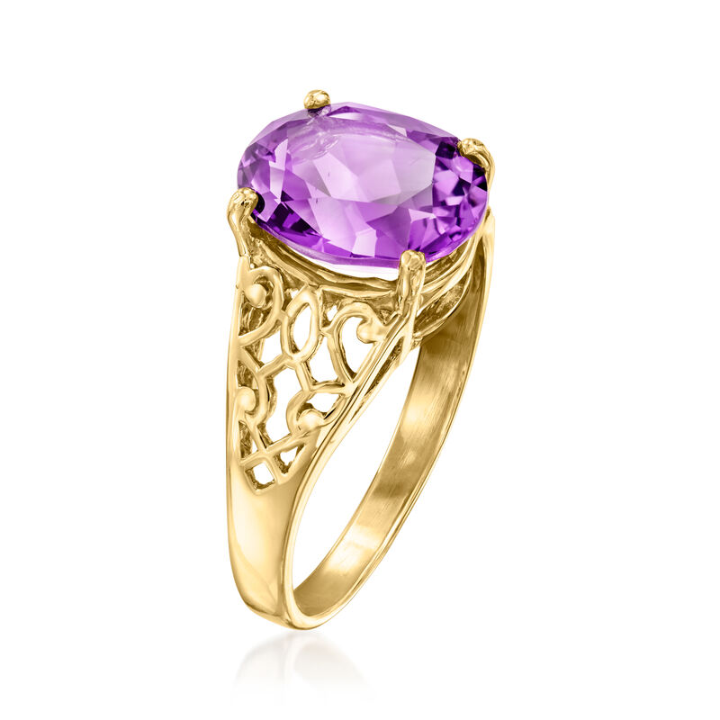 C. 1990 Vintage 2.65 Carat Oval Amethyst Ring in 10kt Yellow Gold. Size 6 image number 2