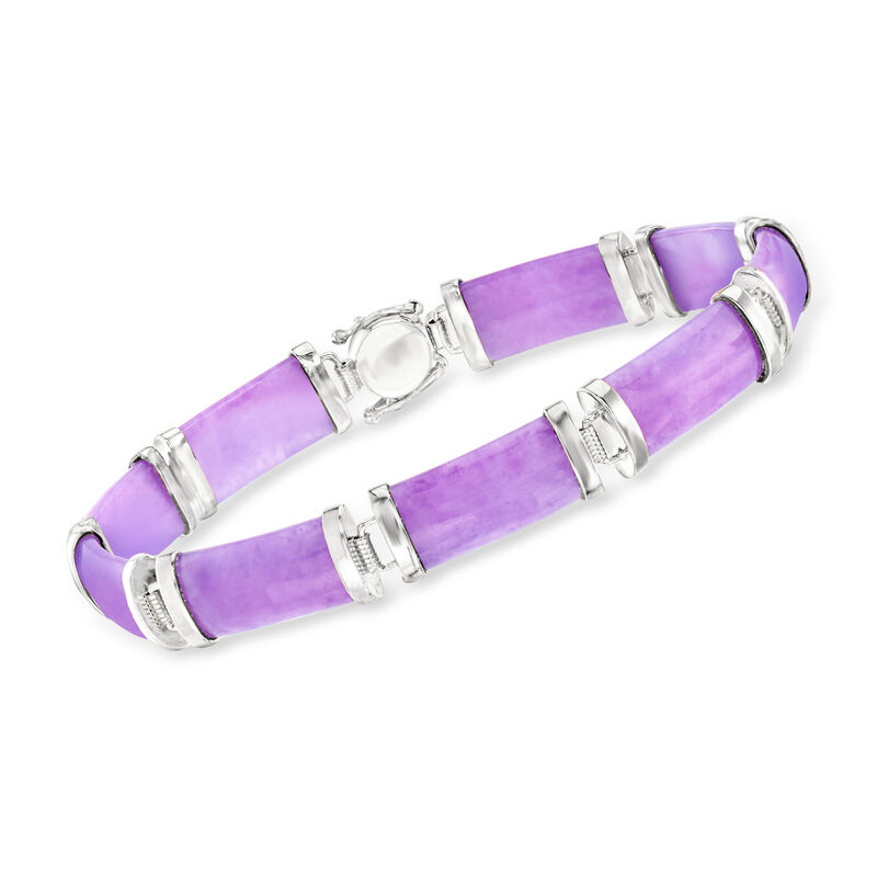 Purple Jade &quot;Good Fortune&quot; Bracelet in Sterling Silver image number 2