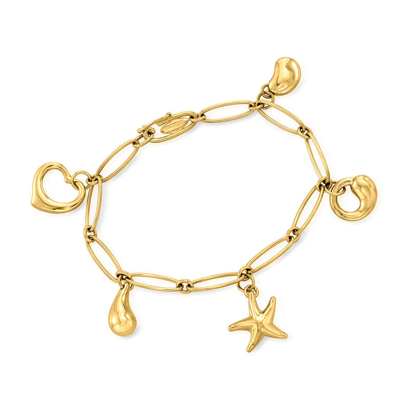 C. 1990 Vintage Tiffany Jewelry "Elsa Peretti"  18kt Yellow Gold Charm Bracelet image number 0