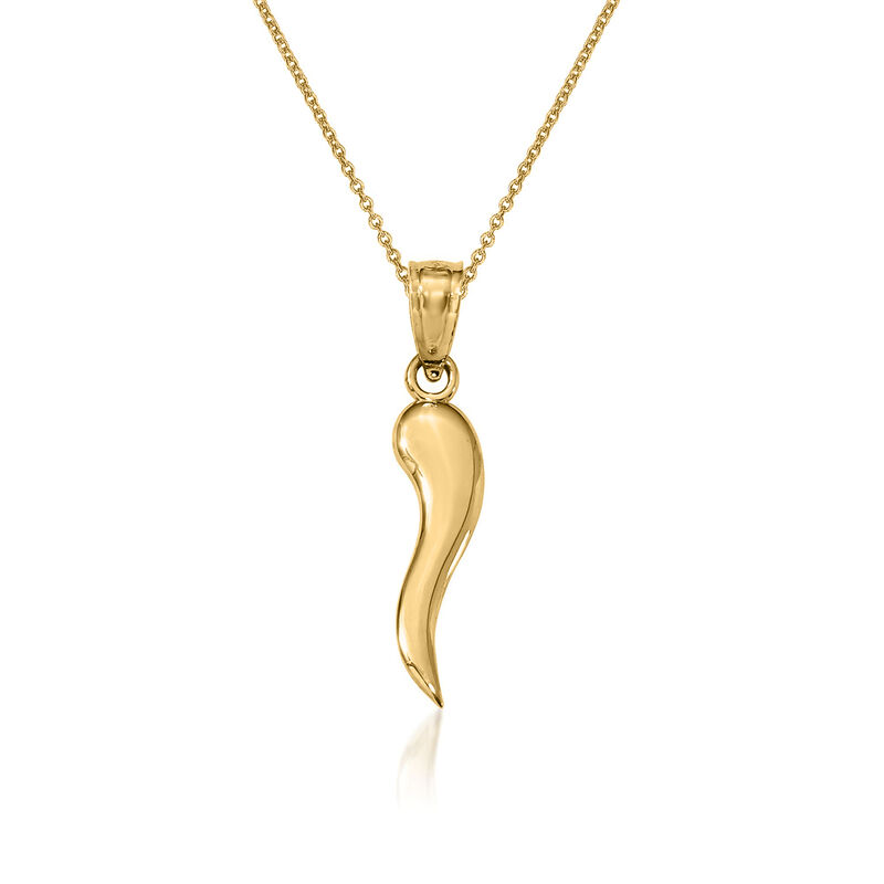 14kt Yellow Gold Italian Horn Pendant Necklace. 18" image number 0