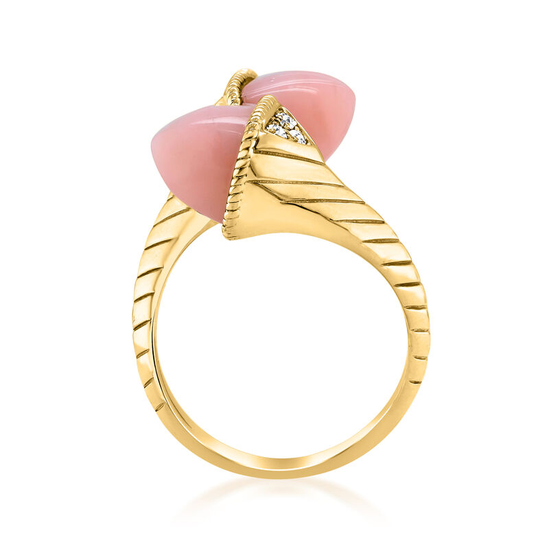 Pink Opal and .12 ct. t.w. Diamond Bypass Ring in 14kt Yellow Gold image number 3