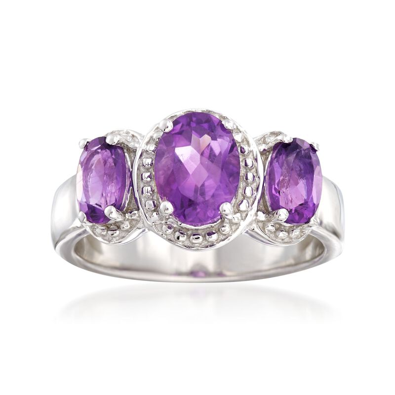 1.80 ct. t.w. Amethyst Three-Stone Ring in Sterling Silver image number 0