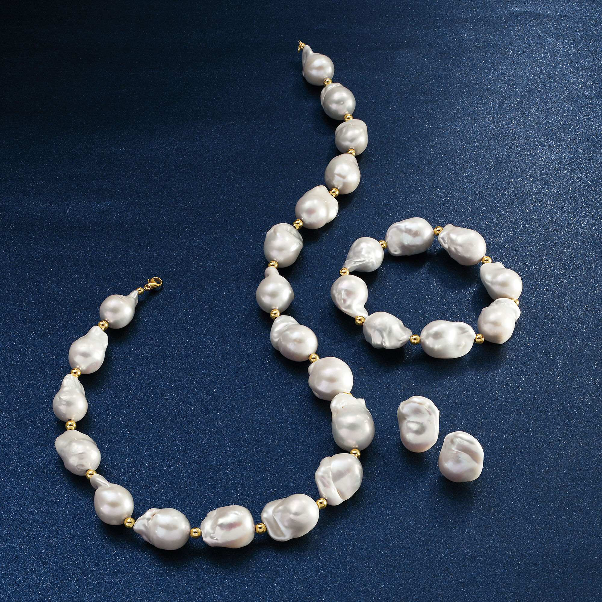 12-15mm Cultured Baroque Pearl Necklace with 14kt Yellow Gold