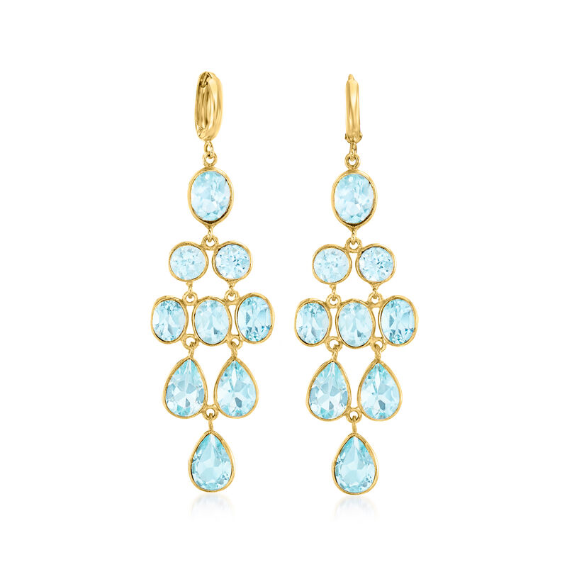 33.00 ct. t.w. Sky Blue Topaz Chandelier Earrings in 18kt Gold Over Sterling image number 2