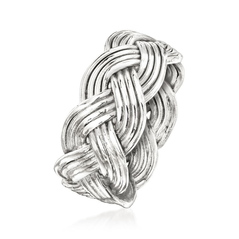 Rhodium-Plated Braided Ring image number 2