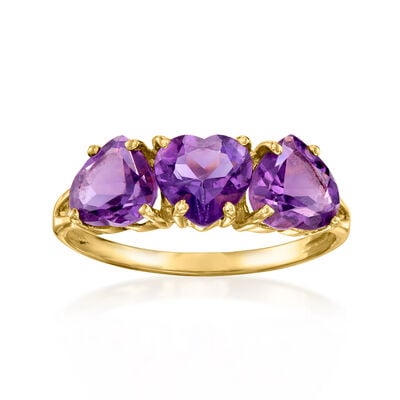 C. 1990 Vintage 1.95 ct. t.w. Amethyst Heart Ring in 10kt Yellow Gold