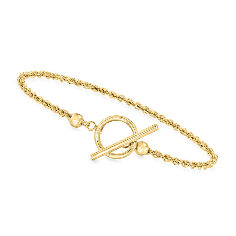2mm 10kt Yellow Gold Rope-Chain Toggle Bracelet image number 0