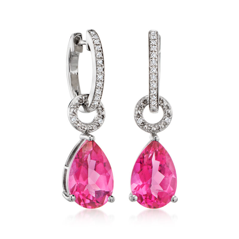 6.50 ct. t.w. Pink Topaz Pear-Shaped Earring Charms in Sterling Silver image number 2