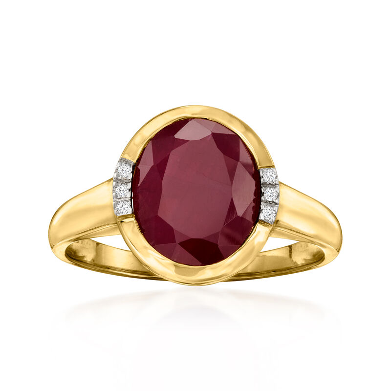 5.00 Carat Ruby Ring with Diamonds in 14kt Yellow Gold image number 0