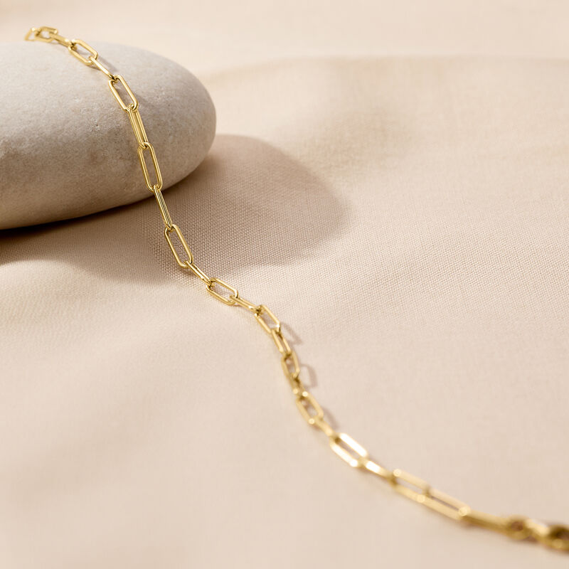 Italian 14kt Yellow Gold Paper Clip Link Anklet. 9&quot; image number 3