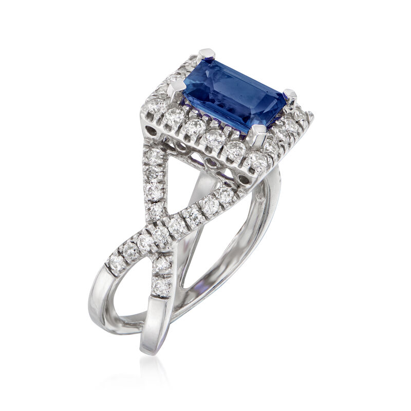 1.70 Carat Sapphire and .87 ct. t.w. Diamond Ring in 14kt White Gold   image number 2