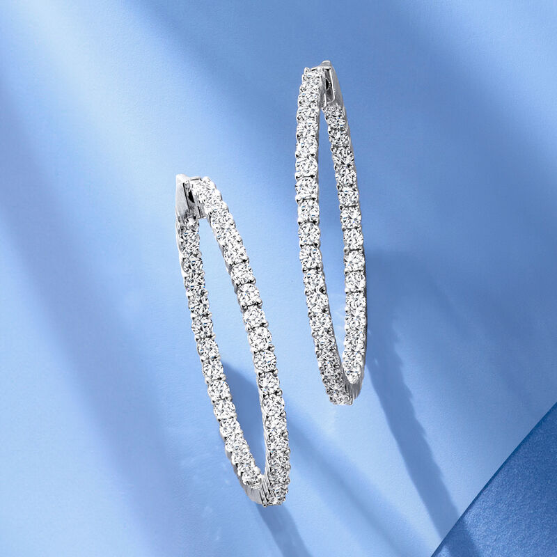 5.00 ct. t.w. Diamond Inside-Outside Hoop Earrings in 14kt White Gold. 1 3/8&quot; image number 2