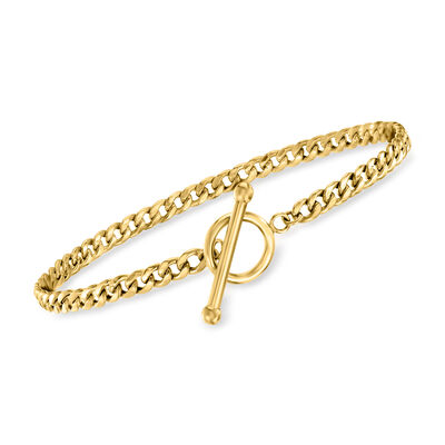 14kt Yellow Gold Curb-Link Toggle Bracelet