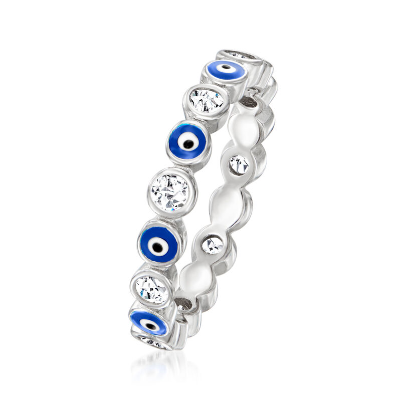 .40 ct. t.w. CZ Evil Eye Eternity Band in Sterling Silver image number 2