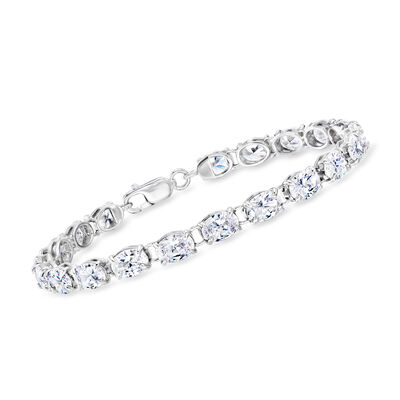 15.00 ct. t.w. Oval CZ Tennis Bracelet in Sterling Silver
