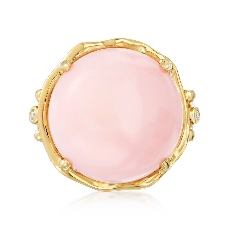 Pink Opal Ring with Diamond Accents in 14kt Yellow Gold image number 0