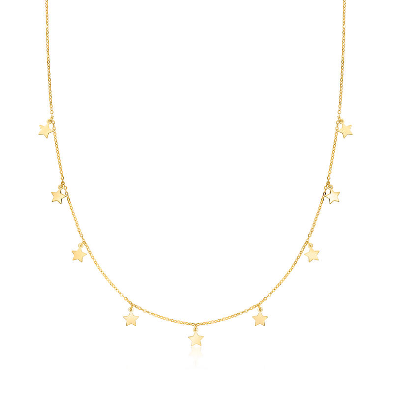 Italian 10kt Yellow Gold Mini Star Station Necklace. 18&quot; image number 1