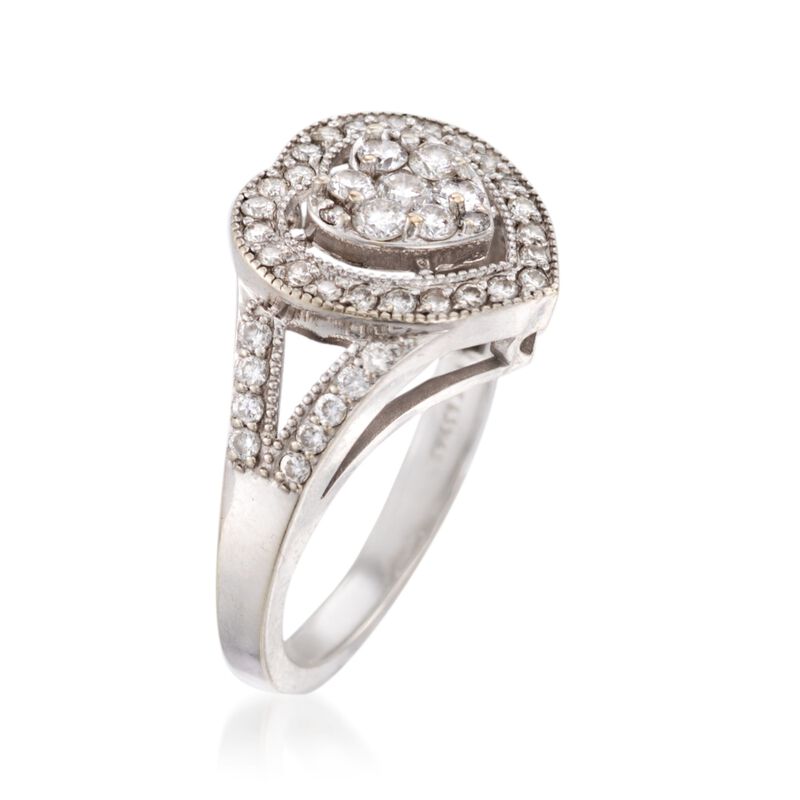 C. 1990 Vintage .65 ct. t.w. Diamond Heart Ring in 14kt White Gold image number 2