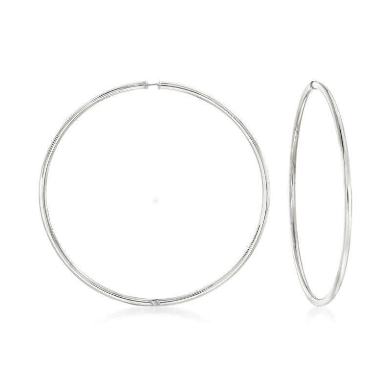 Sterling Silver Extra Large Endless Hoop Earrings image number 0