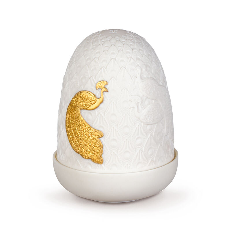 Lladro &quot;Peacock&quot; Cordless Porcelain Dome Lamp image number 0