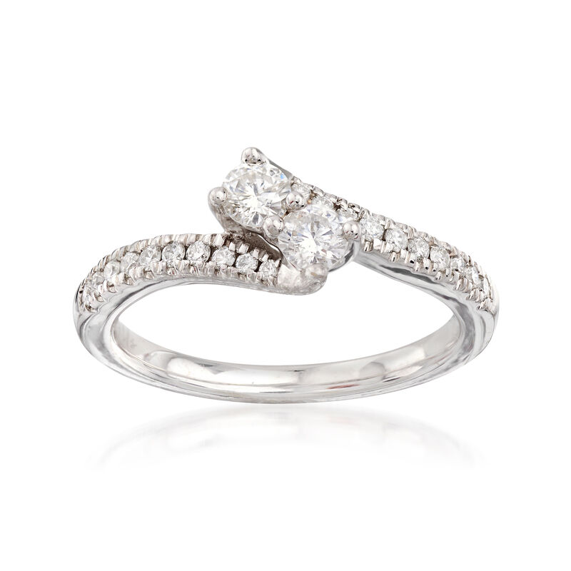 C. 2000 Vintage .61 ct. t.w. Diamond Two-Stone Ring in 14kt White Gold image number 0