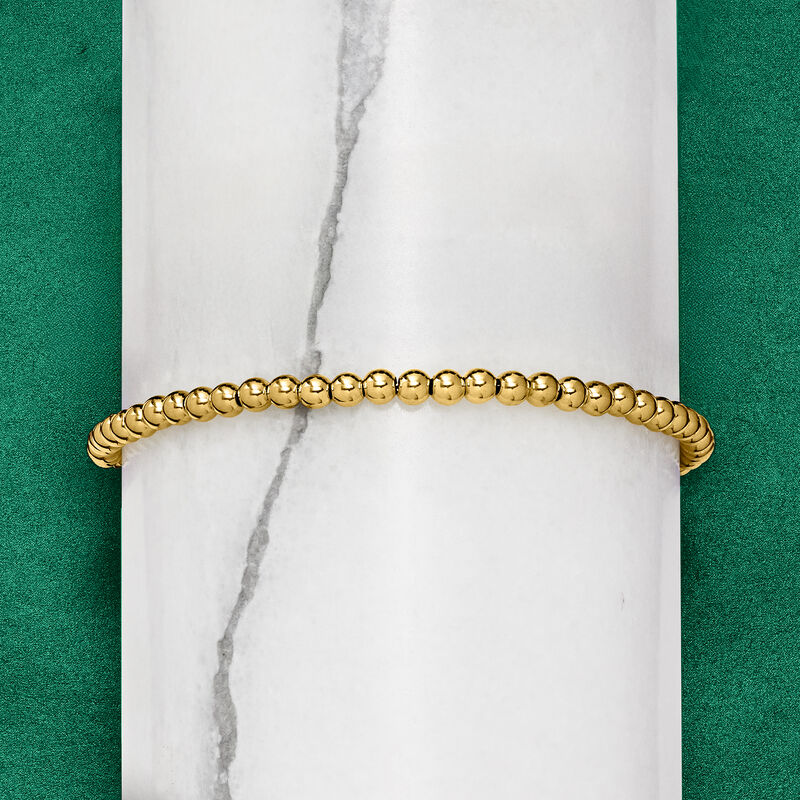 Italian 4mm 14kt Yellow Gold Bead Bracelet image number 2