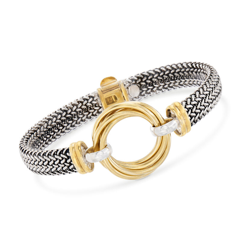 Italian Sterling Silver and 18kt Yellow Gold Over Sterling Silver Multi-Circle Bracelet image number 0