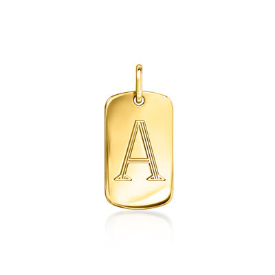 Italian 14kt Yellow Gold Personalized Dog Tag Charm