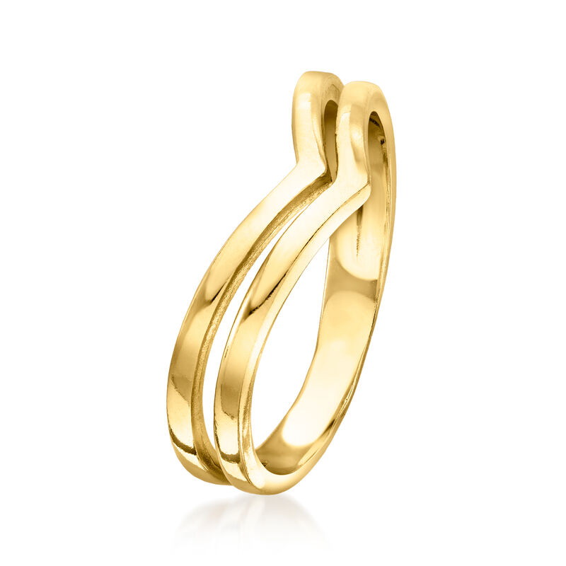 10kt Yellow Gold Double V Ring image number 2