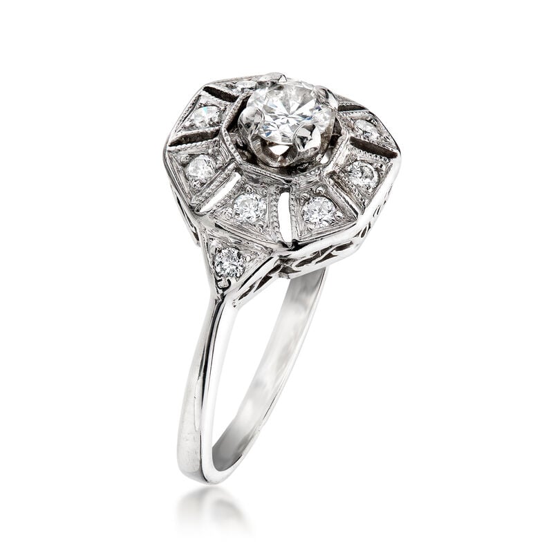 C. 1980 Vintage .50 ct. t.w. Diamond Ring in 14kt White Gold. Size 6 image number 2