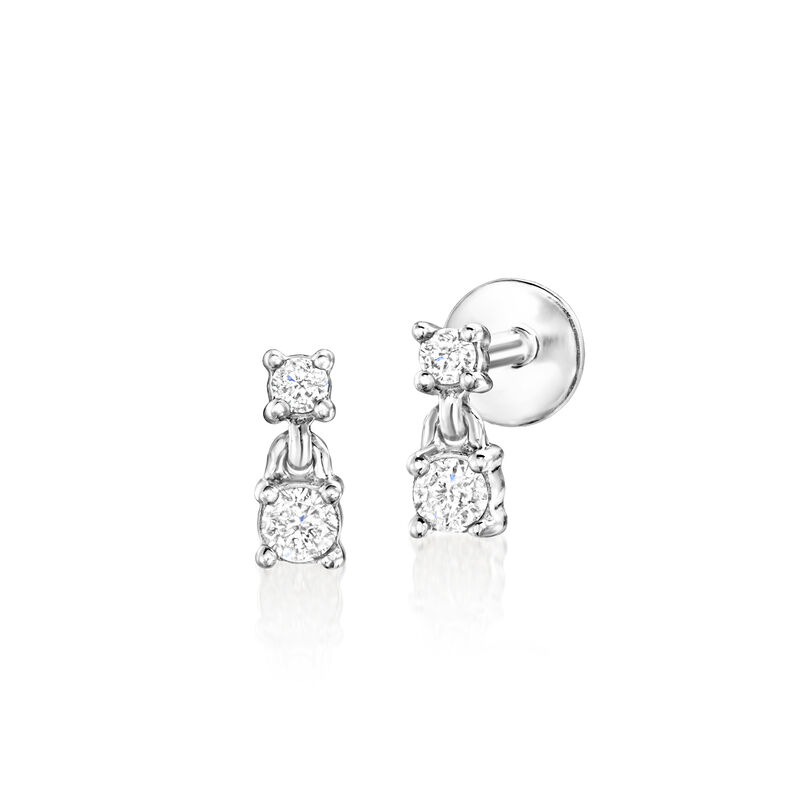 Diamond Two-Stone Flat-Back Stud Earrings in Sterling Silver image number 2