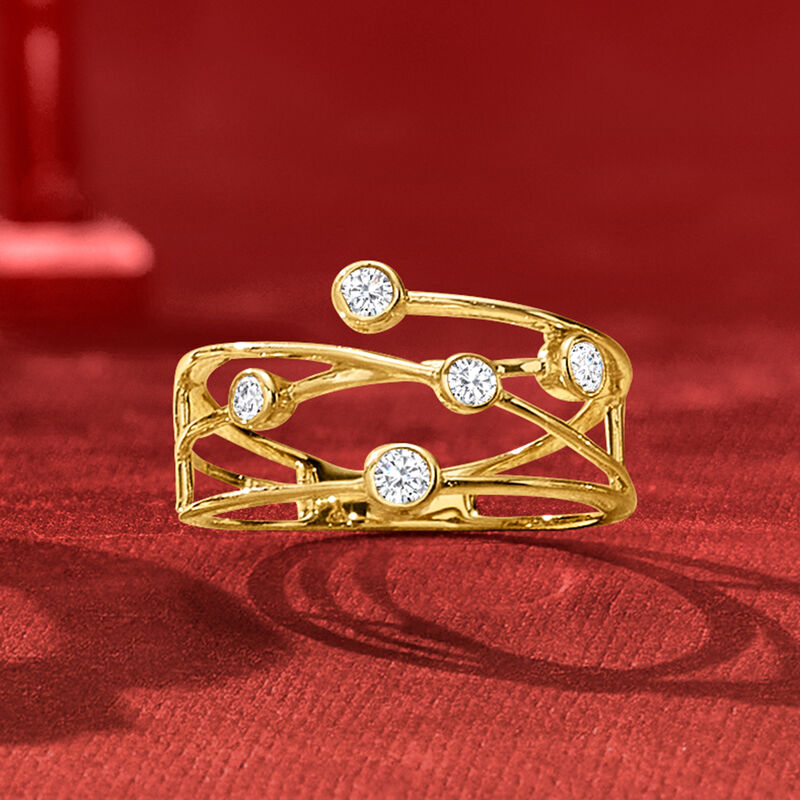 .25 ct. t.w. Bezel-Set Diamond Crisscross Ring in 14kt Yellow Gold image number 4