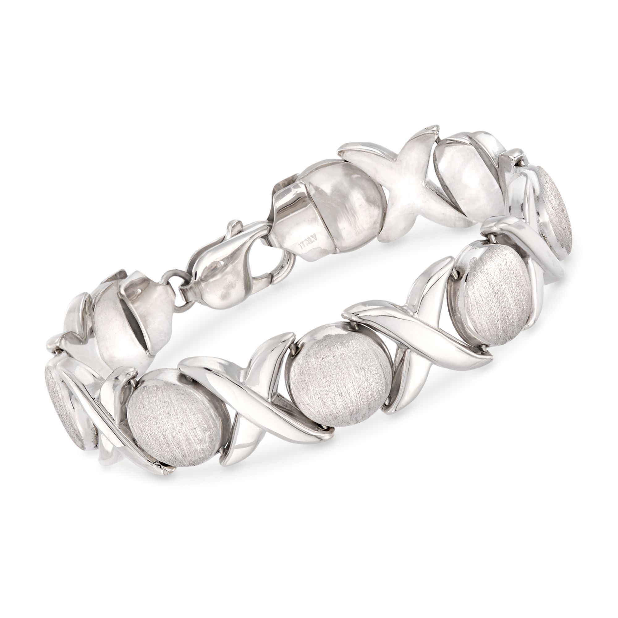Italian Sterling Silver Brushed and Polished XO-Link Bracelet