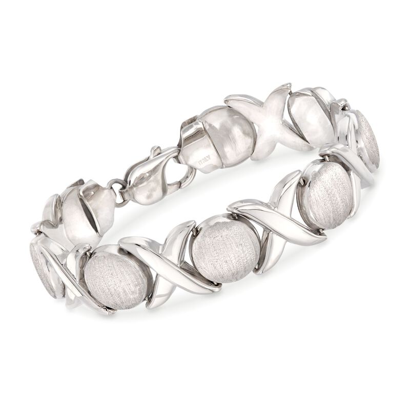 Italian Sterling Silver Brushed and Polished XO-Link Bracelet image number 0
