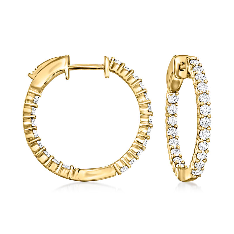 1.00 ct. t.w. Lab-Grown Diamond Inside-Outside Hoop Earrings in 18kt Gold Over Sterling. 3/4&quot; image number 0