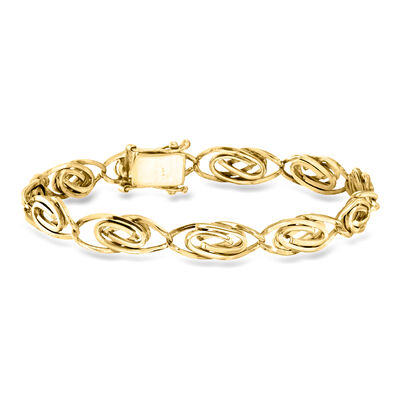 C. 1980 Vintage 14kt Yellow Gold Swirl-Link Bracelet