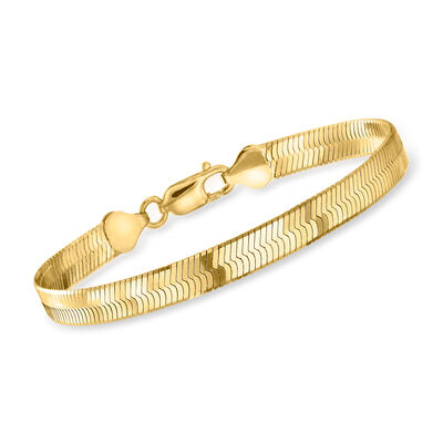 Italian 6mm 18kt Gold Over Sterling Herringbone Bracelet
