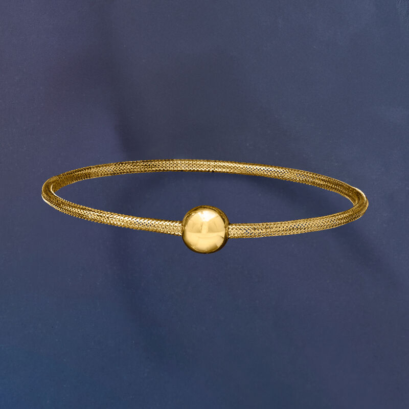 Italian 10mm 14kt Yellow Gold Bead Mesh Stretch Bracelet image number 3