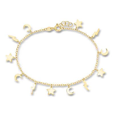 Italian 10kt Yellow Gold Celestial Symbol Charm Bracelet