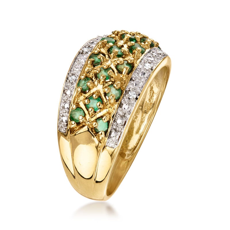 C. 1980 Vintage .50 ct. t.w. Emerald Ring with Diamonds in 14kt Two-Tone Gold. Size 6 image number 2