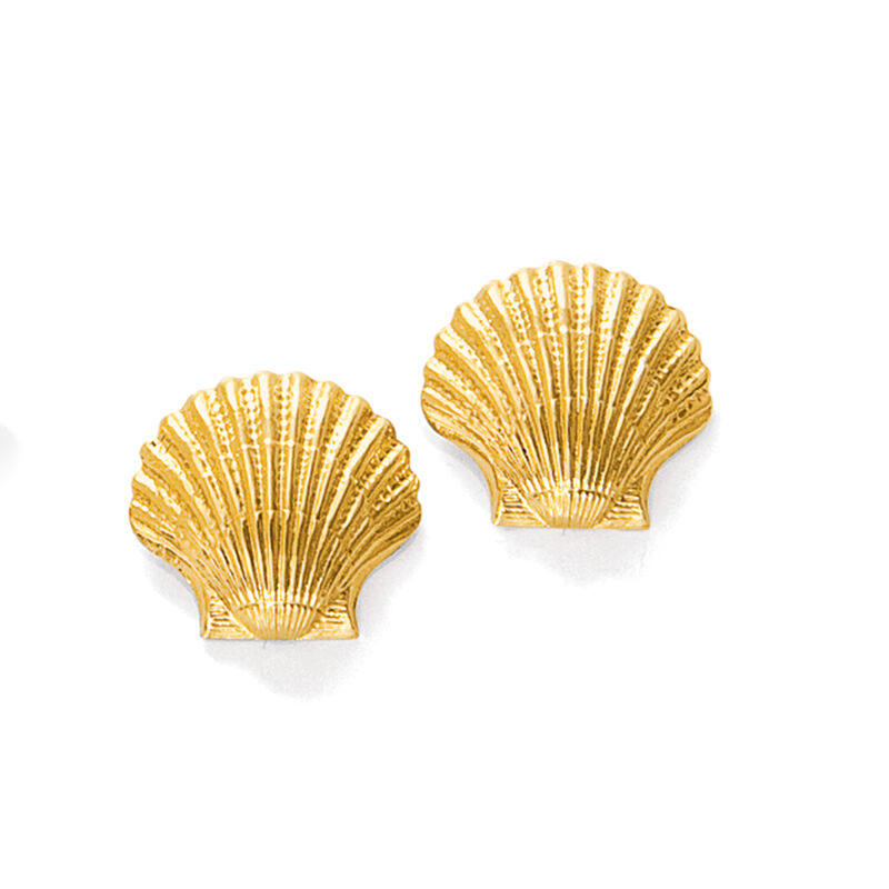 14kt Yellow Gold Seashell Earrings image number 2