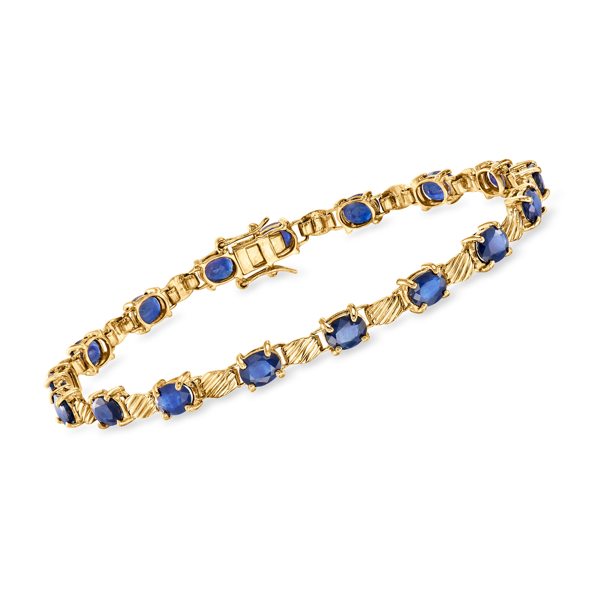 C. 1990 Vintage 7.65 ct. t.w. Sapphire Bracelet in 14kt Yellow