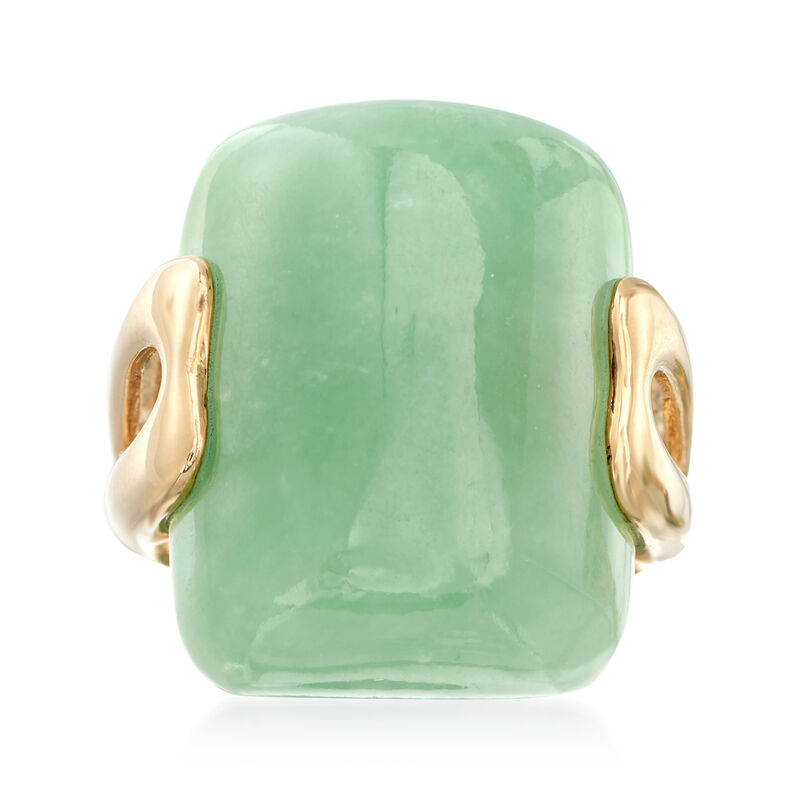 Rectangular Green Jade Ring in 14kt Yellow Gold image number 0