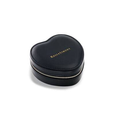 Ross-Simons Black Faux Leather Heart-Shaped Jewelry Travel Case