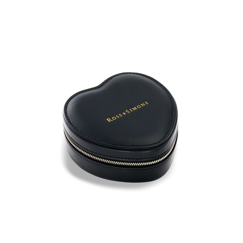 Ross-Simons Black Faux Leather Heart-Shaped Jewelry Travel Case image number 1