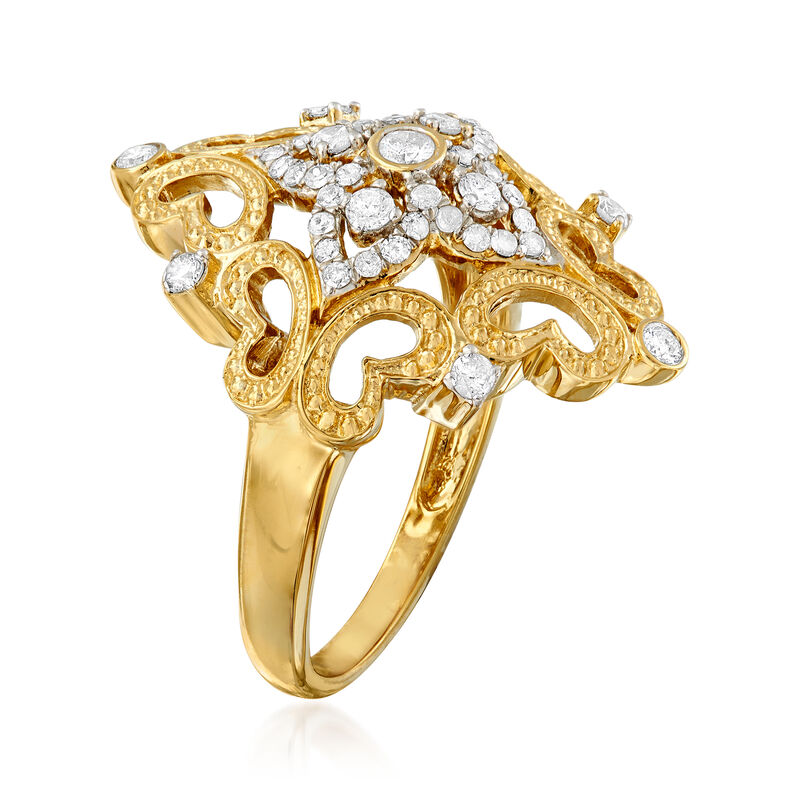 .50 ct. t.w. Diamond Openwork Ring in 18kt Gold Over Sterling image number 2