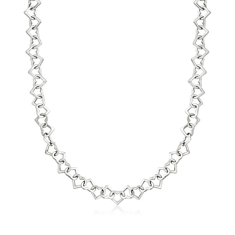 14kt White Gold Heart-Link Necklace image number 0