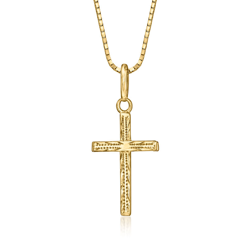 C. 1980 Vintage 18kt Yellow Gold Reversible Cross Pendant Necklace image number 2