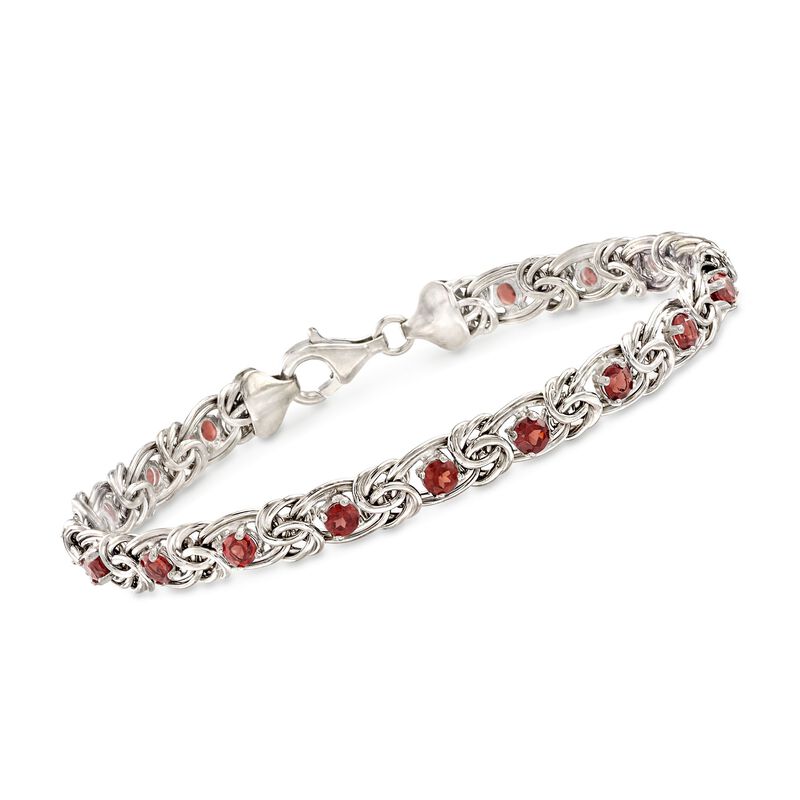 2.50 ct. t.w. Garnet Byzantine Bracelet in Sterling Silver image number 0