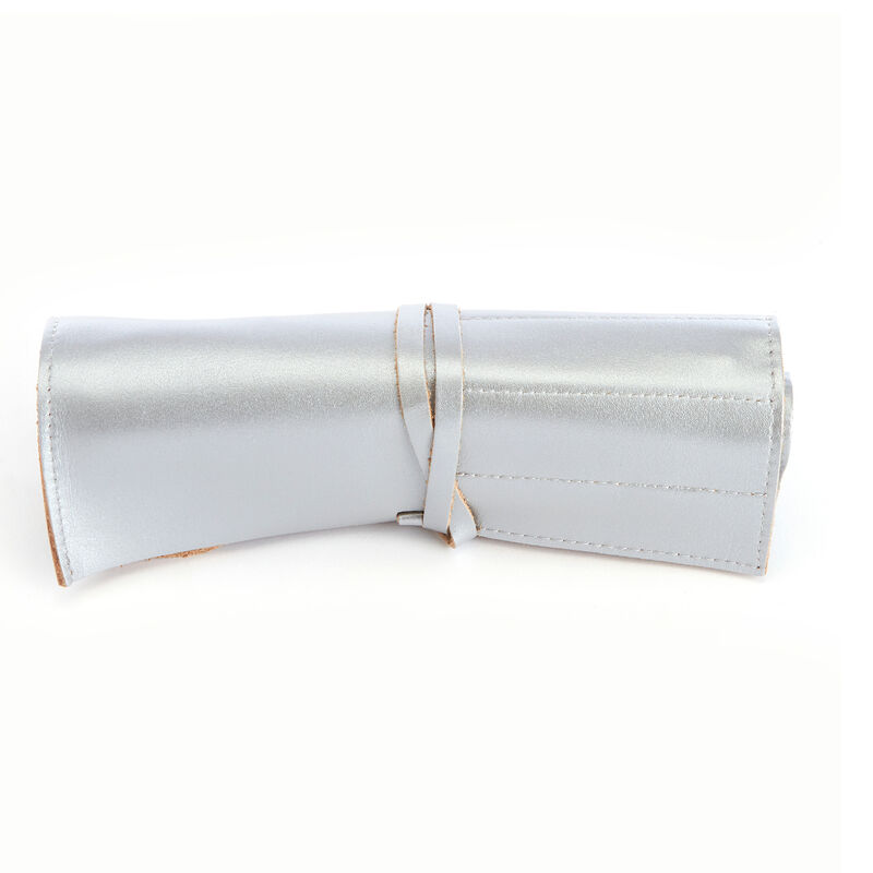 Royce Silver Leather Makeup Brush Roll image number 2